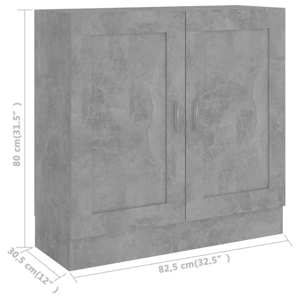 Bookcase Concrete Grey 82.5x30.5x80 cm Wood Material