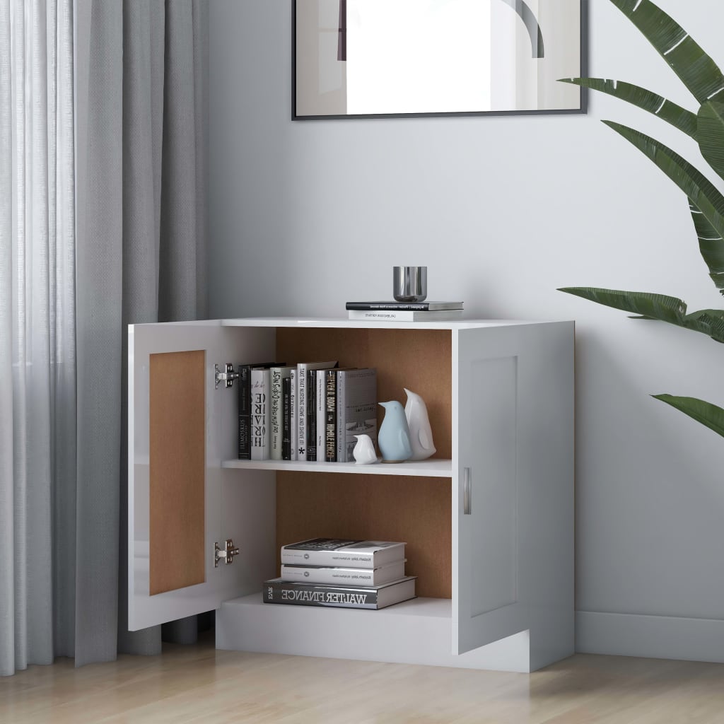 Bookcase High Gloss White 82.5x30.5x80 cm Wood Material