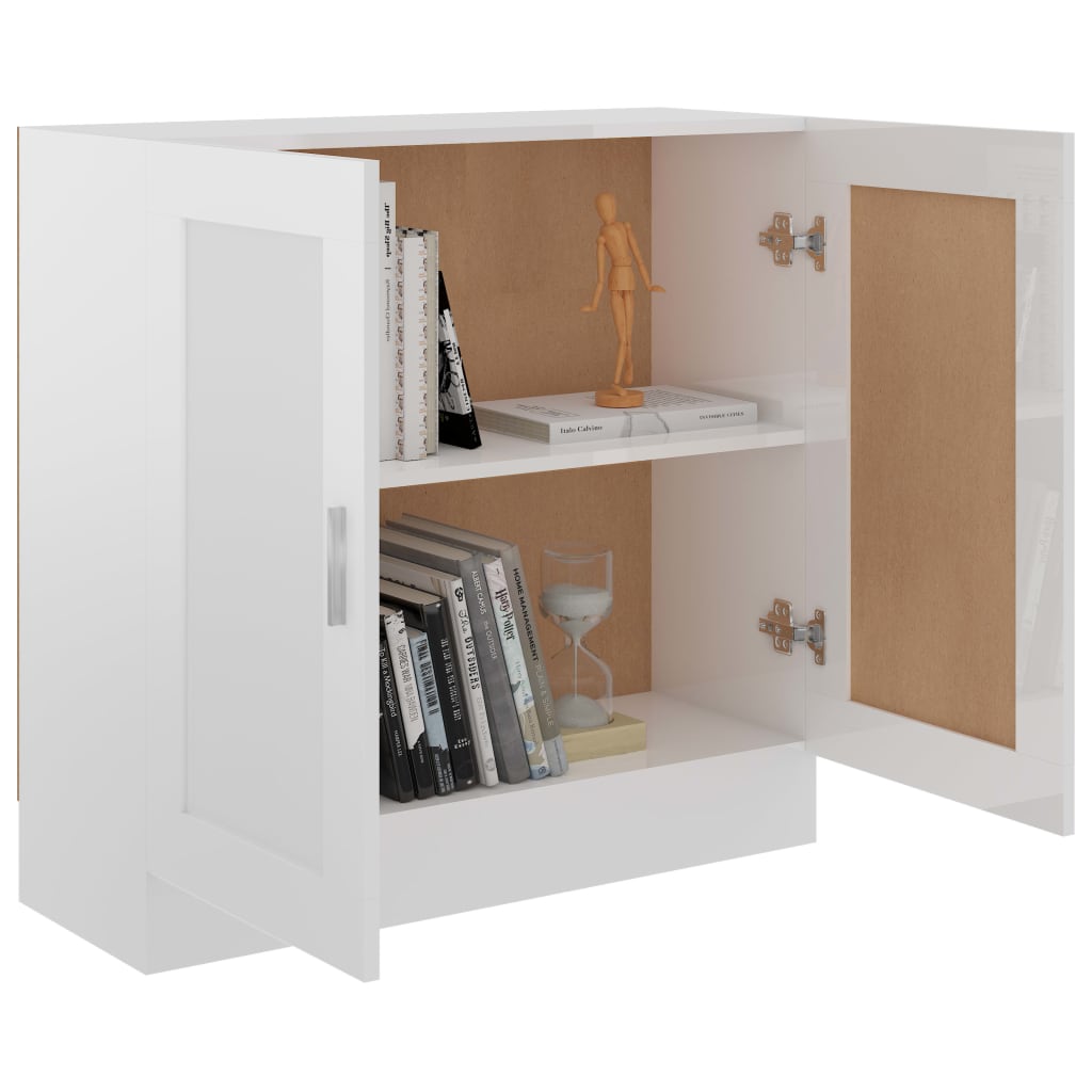 Bookcase High Gloss White 82.5x30.5x80 cm Wood Material