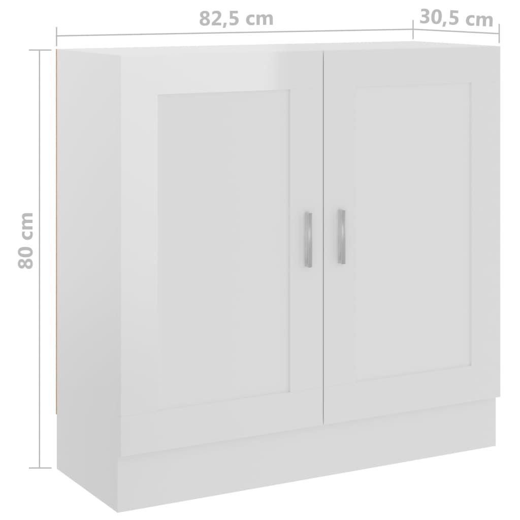 Bookcase High Gloss White 82.5x30.5x80 cm Wood Material