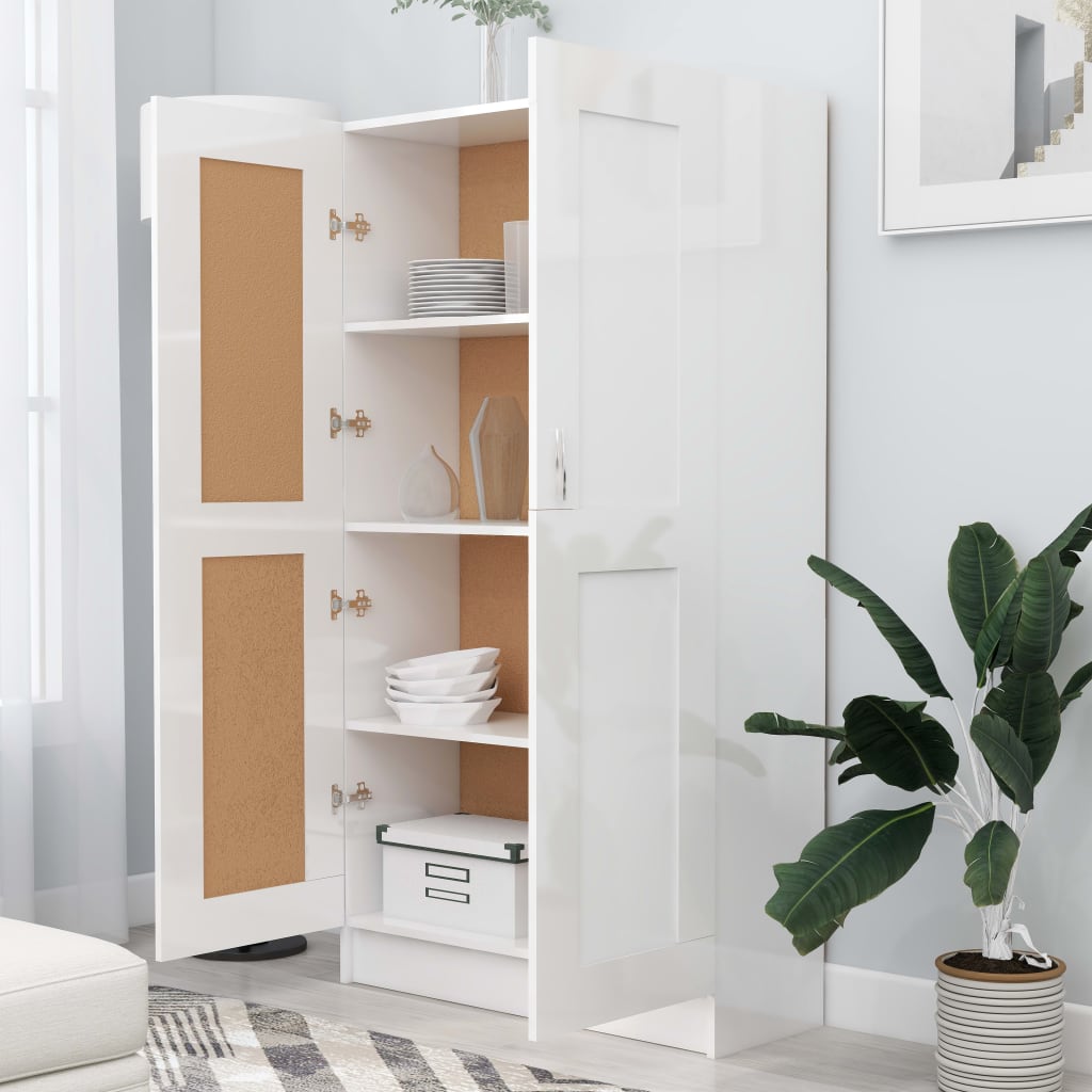 Bookcase High Gloss White 82.5x30.5x150 cm Wood Material