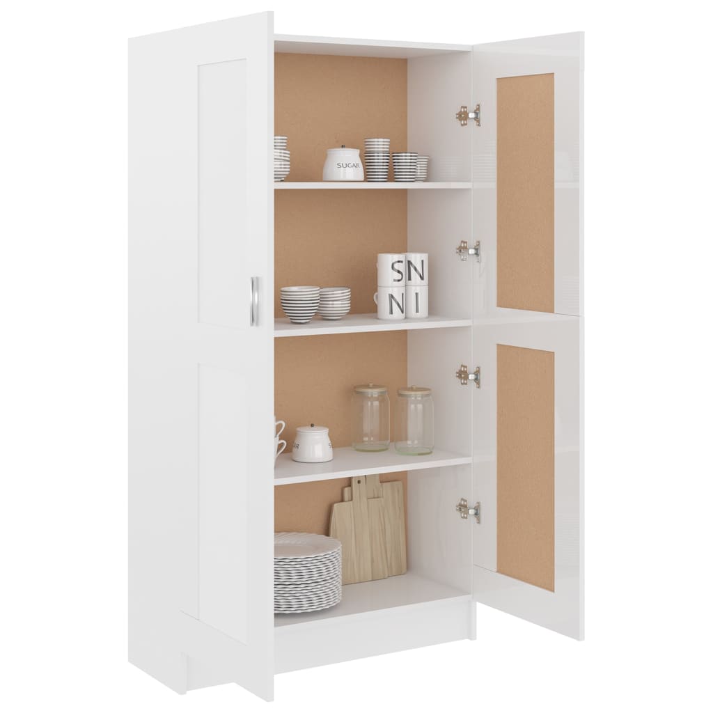 Bookcase High Gloss White 82.5x30.5x150 cm Wood Material