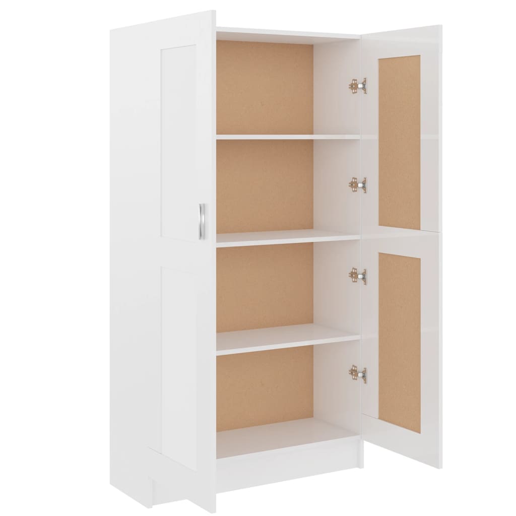 Bookcase High Gloss White 82.5x30.5x150 cm Wood Material