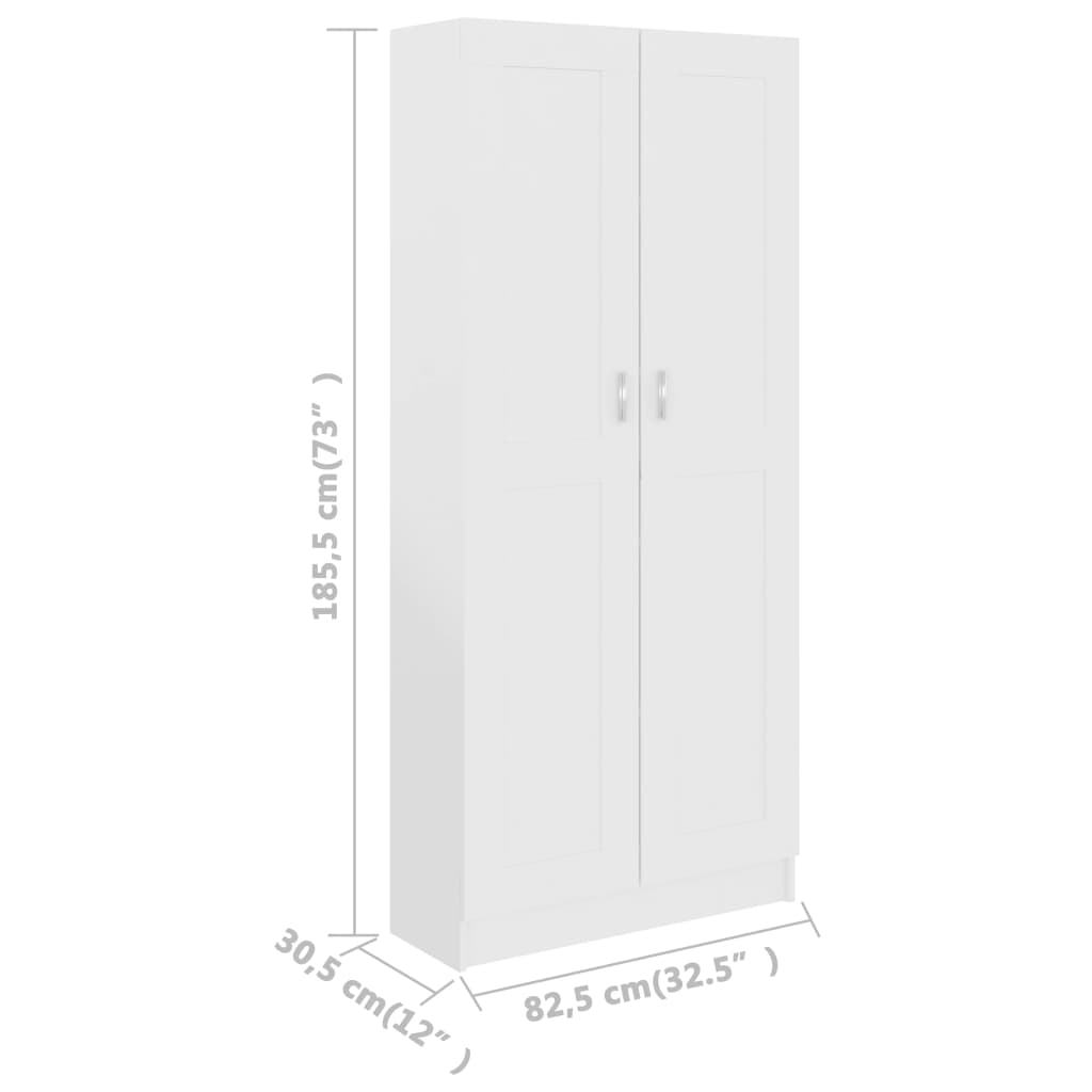 Bookcase White 82.5x30.5x185.5 cm Wood Material