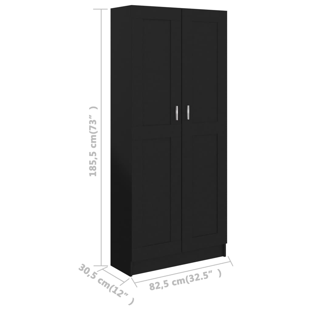 Bookcase Black 82.5x30.5x185.5 cm Wood Material