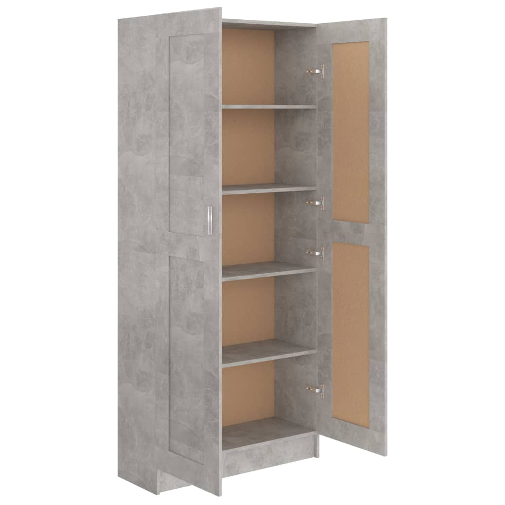 Bookcase Concrete Grey 82.5x30.5x185.5 cm Wood Material