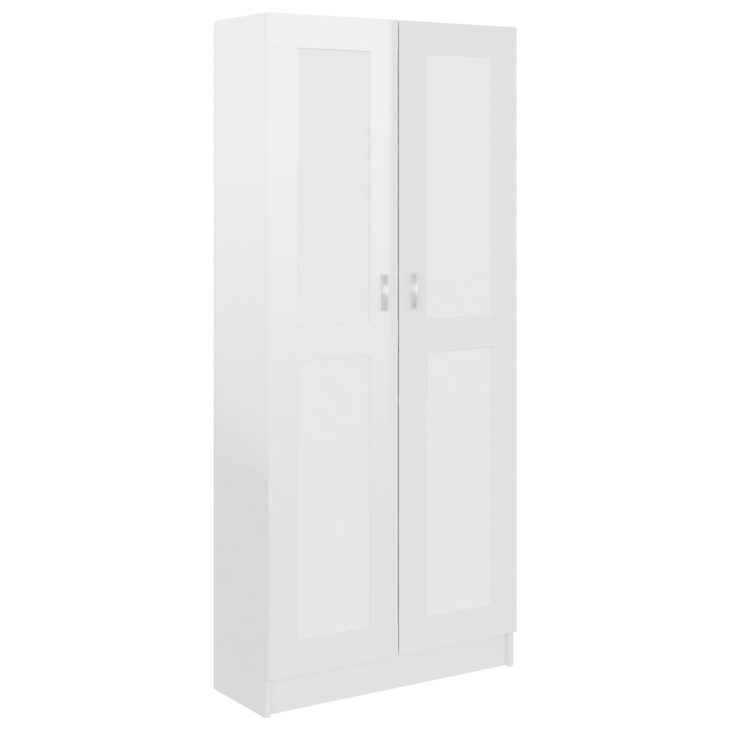 Bookcase High Gloss White 82.5x30.5x185.5 cm Wood Material