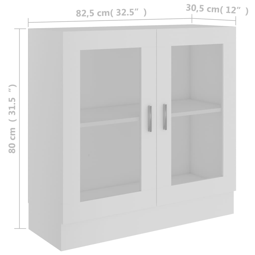 Vitrinenschrank Weiß 82,5x30,5x80 cm Holzwerkstoff