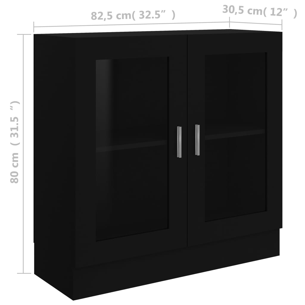 Display Cabinet Black 82.5x30.5x80 cm Wood Material