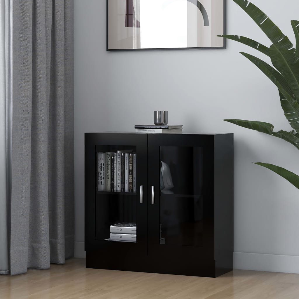 Display Cabinet Black 82.5x30.5x80 cm Wood Material