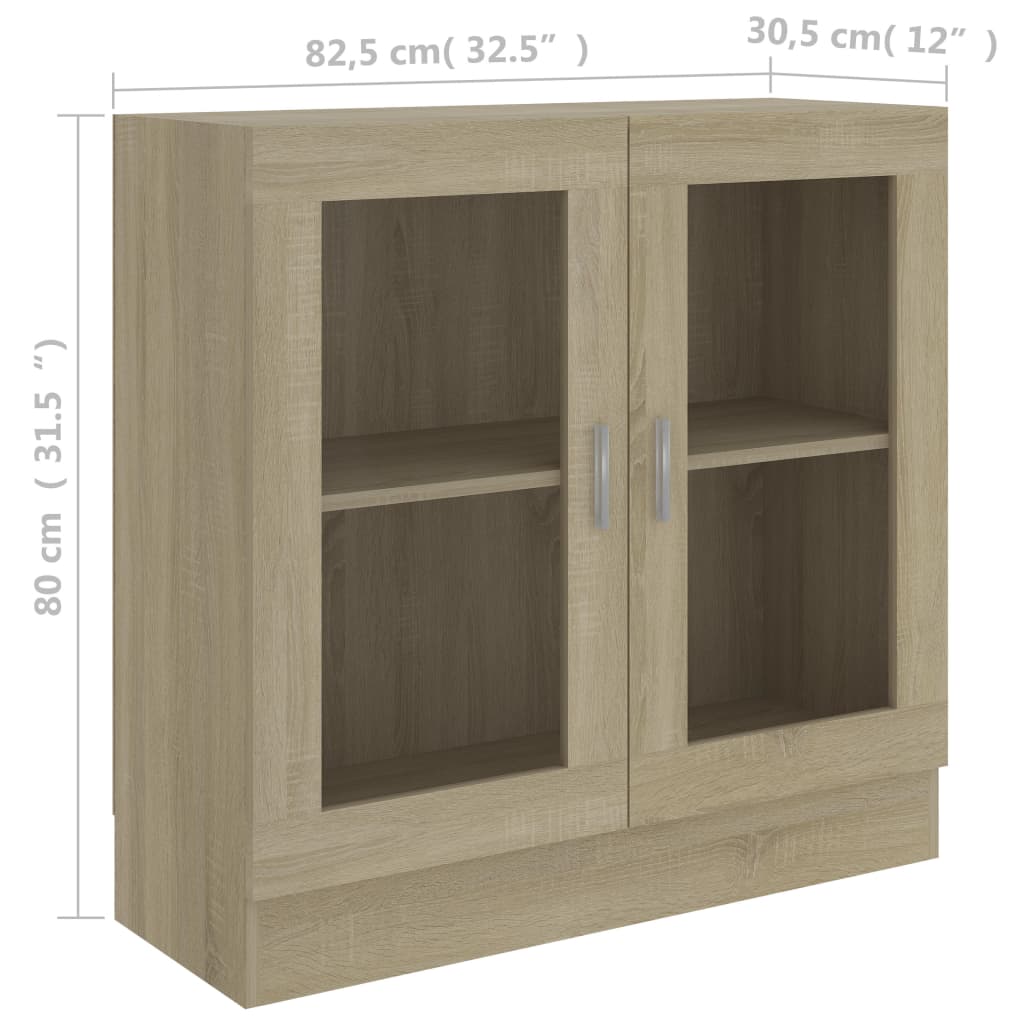 Display Cabinet Sonoma Oak 82.5x30.5x80 cm Wood Material