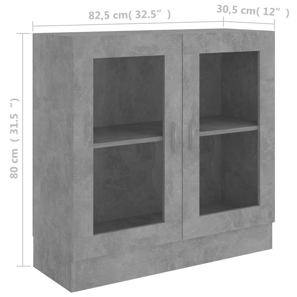 Display Cabinet Concrete Grey 82.5x30.5x80 cm Wood Material