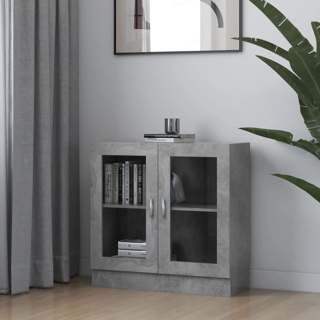 Display Cabinet Concrete Grey 82.5x30.5x80 cm Wood Material