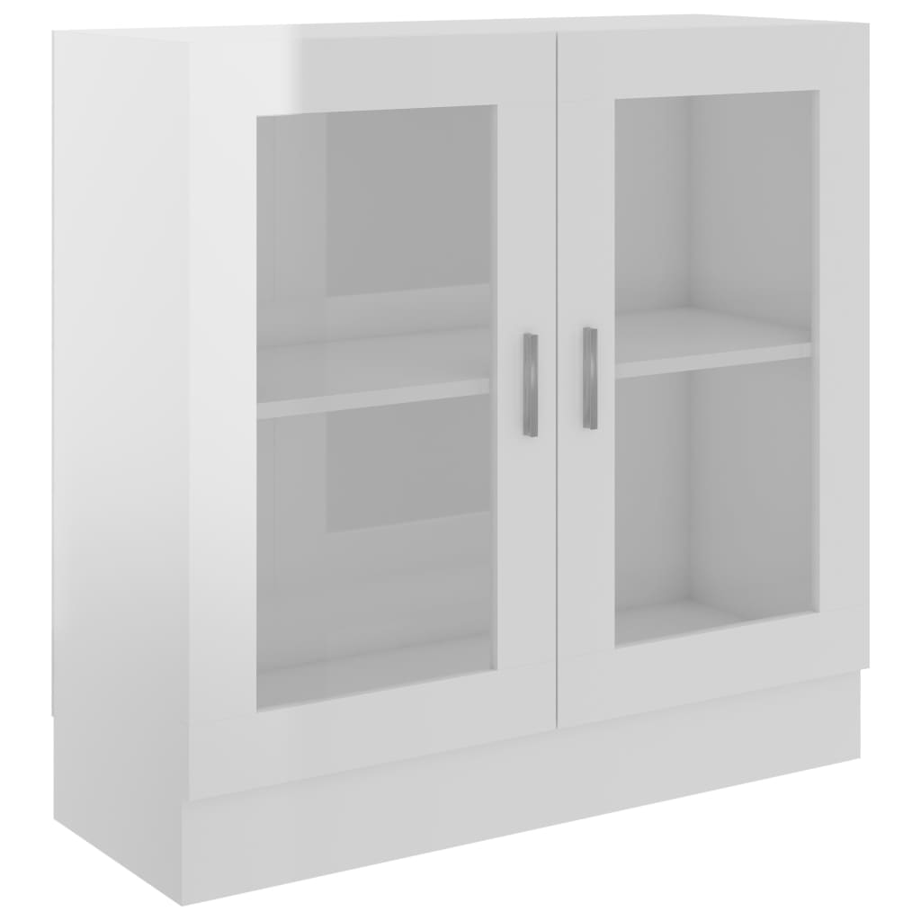 Display cabinet high-gloss white 82.5x30.5x80 cm wood material