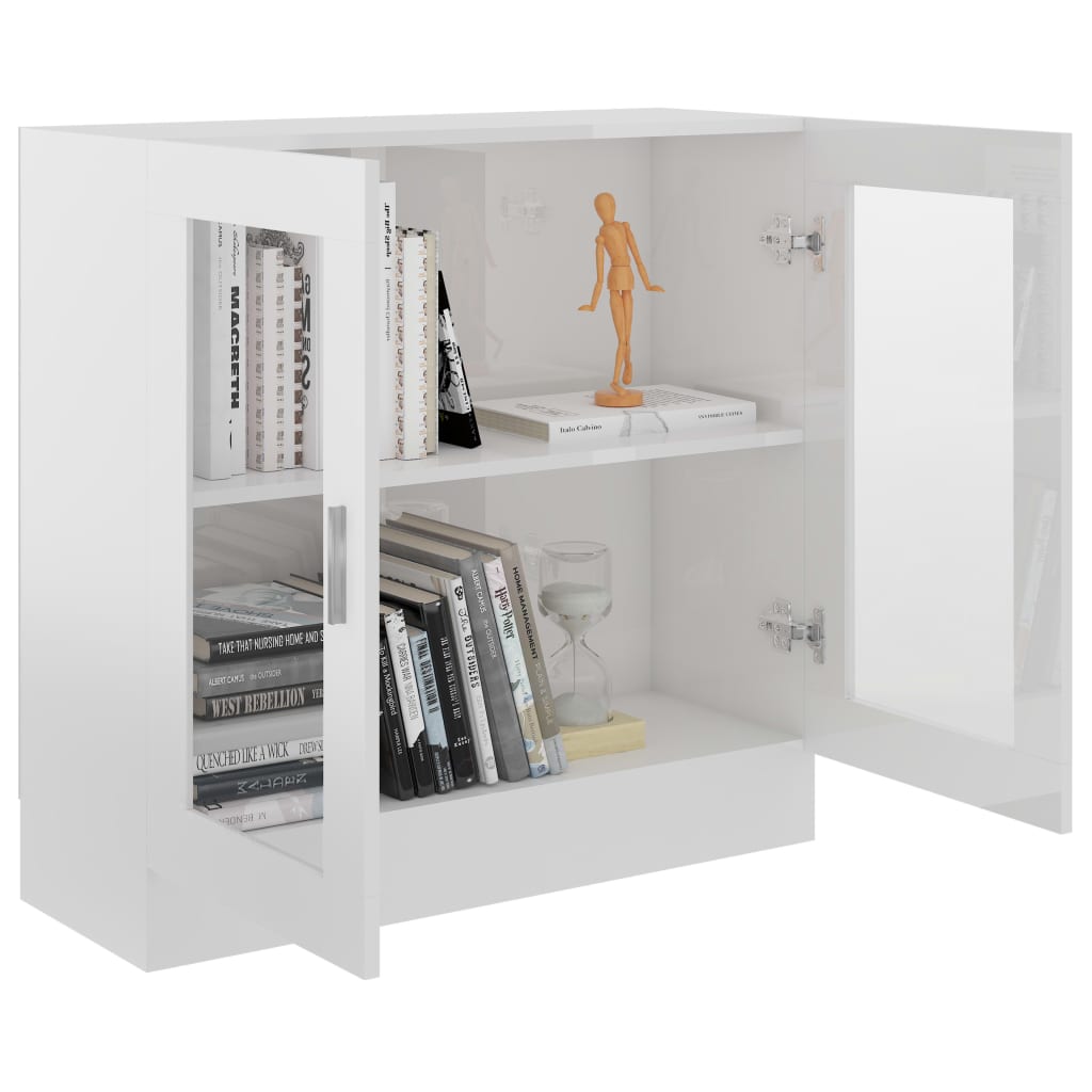 Display cabinet high-gloss white 82.5x30.5x80 cm wood material