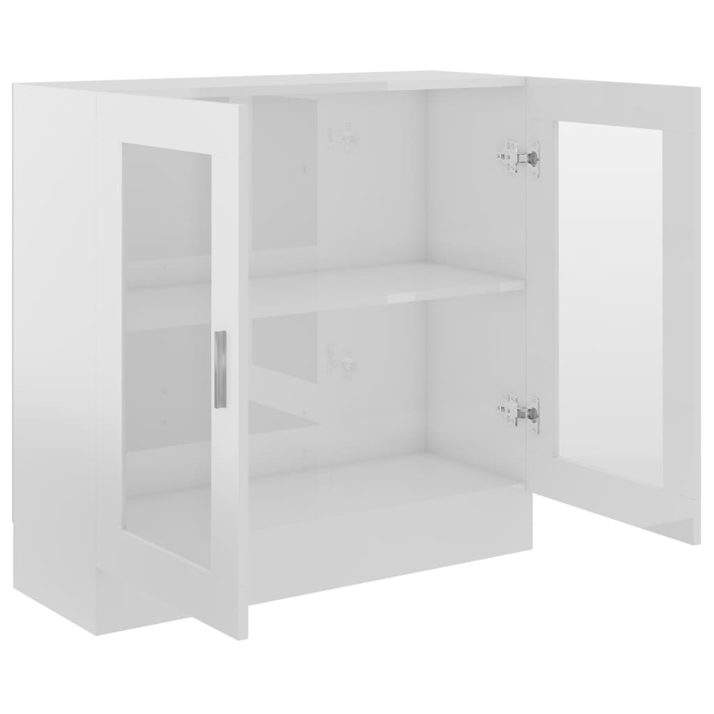 Display cabinet high-gloss white 82.5x30.5x80 cm wood material