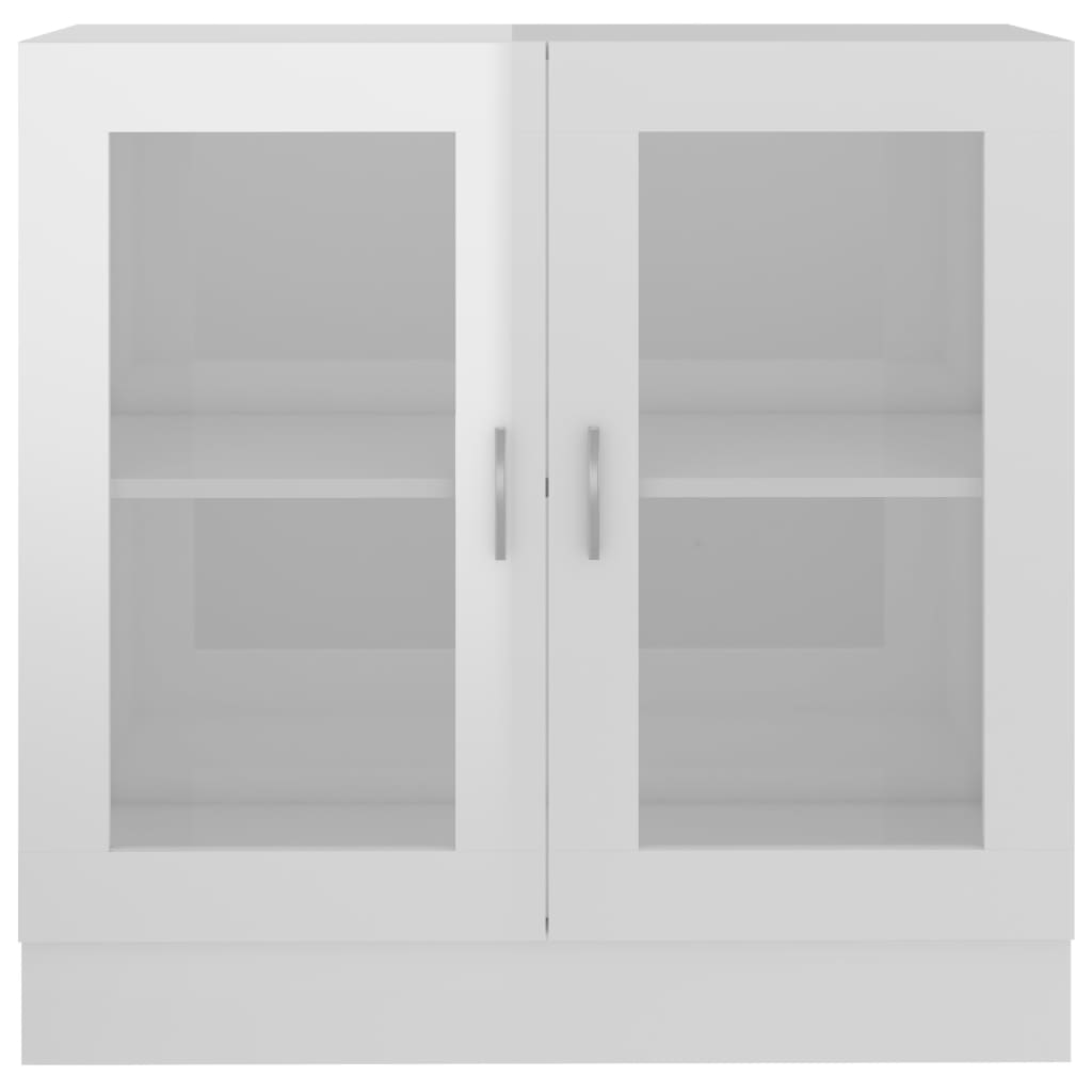 Display cabinet high-gloss white 82.5x30.5x80 cm wood material