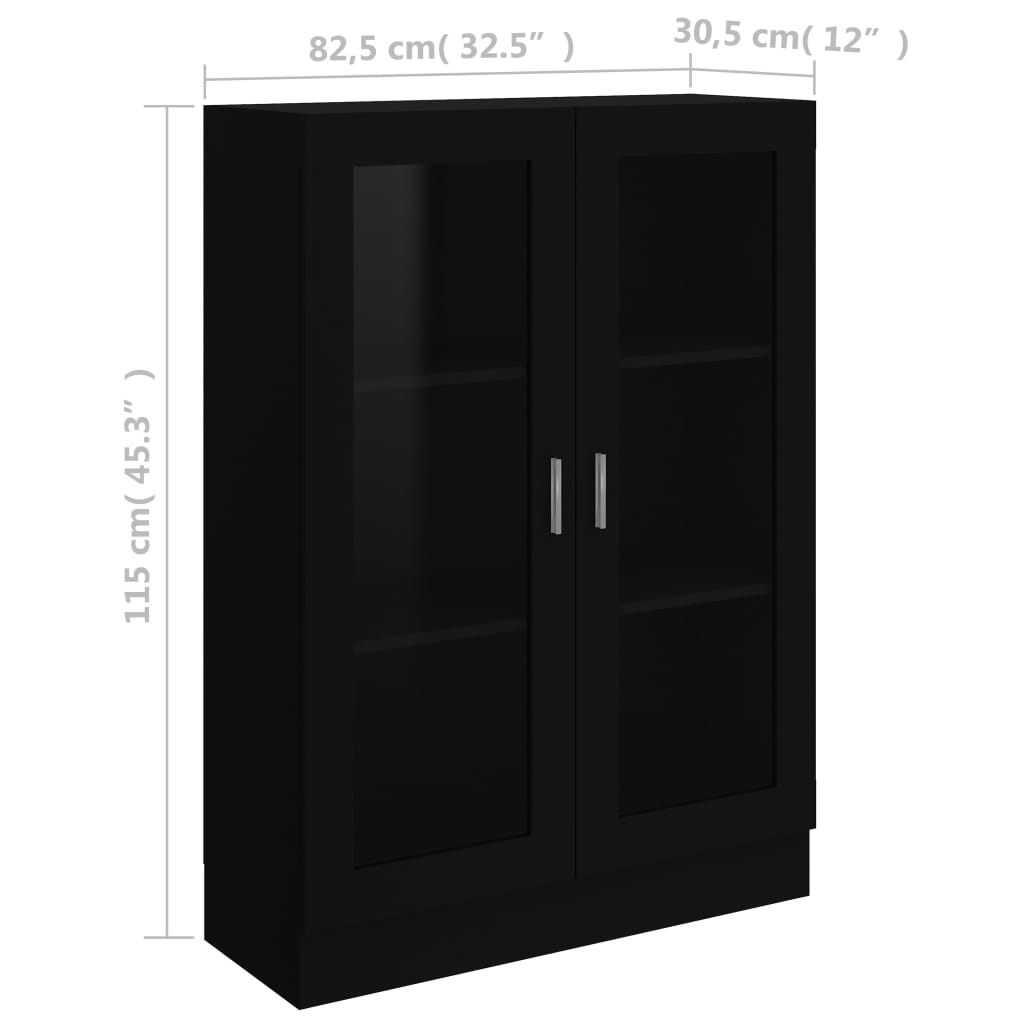 Display Cabinet Black 82.5x30.5x115 cm Wood Material