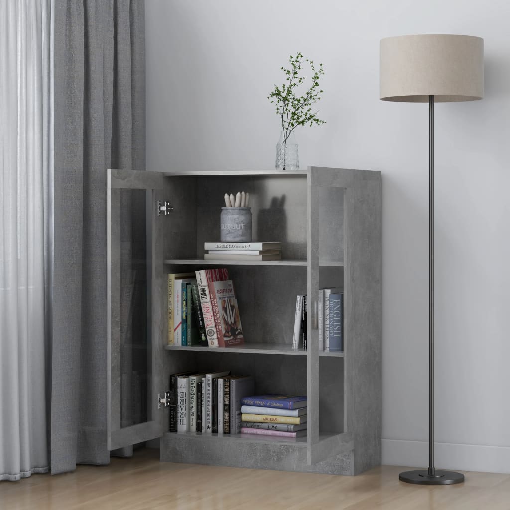 Display Cabinet Concrete Grey 82.5x30.5x115 cm Wood Material