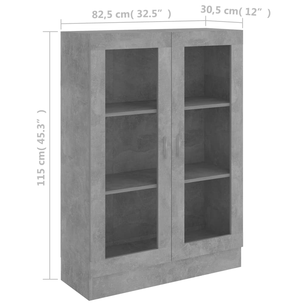 Display Cabinet Concrete Grey 82.5x30.5x115 cm Wood Material