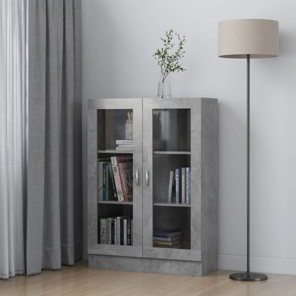 Display Cabinet Concrete Grey 82.5x30.5x115 cm Wood Material