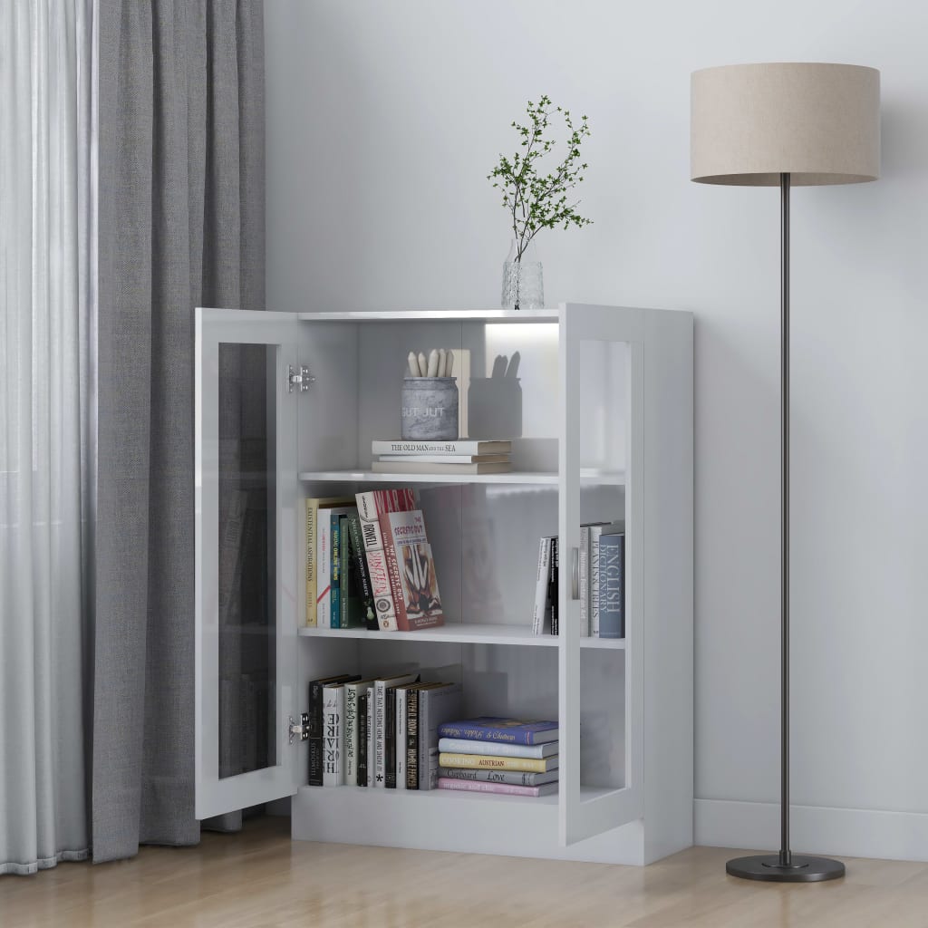 Display Cabinet High Gloss White 82.5x30.5x115 cm Wood Material