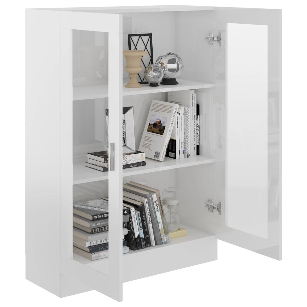 Display Cabinet High Gloss White 82.5x30.5x115 cm Wood Material