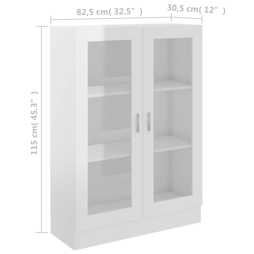 Display Cabinet High Gloss White 82.5x30.5x115 cm Wood Material