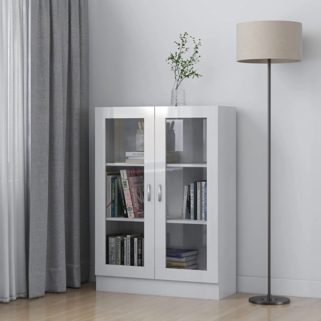 Display Cabinet High Gloss White 82.5x30.5x115 cm Wood Material