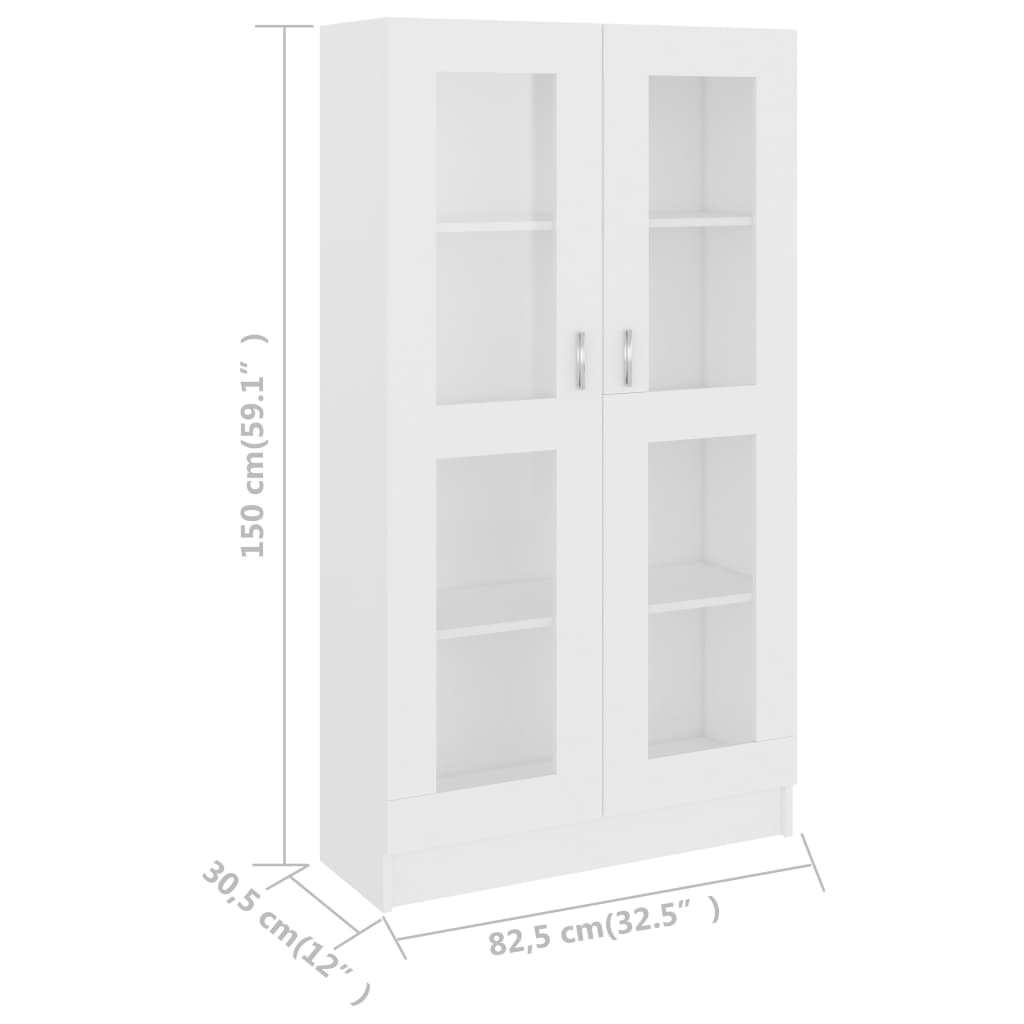 Vitrinenschrank Weiß 82,5x30,5x150 cm Holzwerkstoff