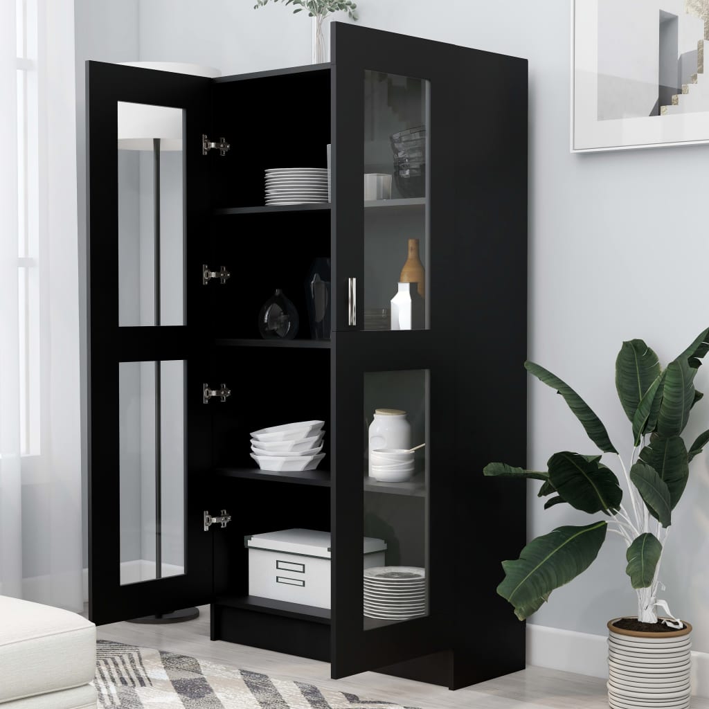 Display Cabinet Black 82.5x30.5x150 cm Wood Material