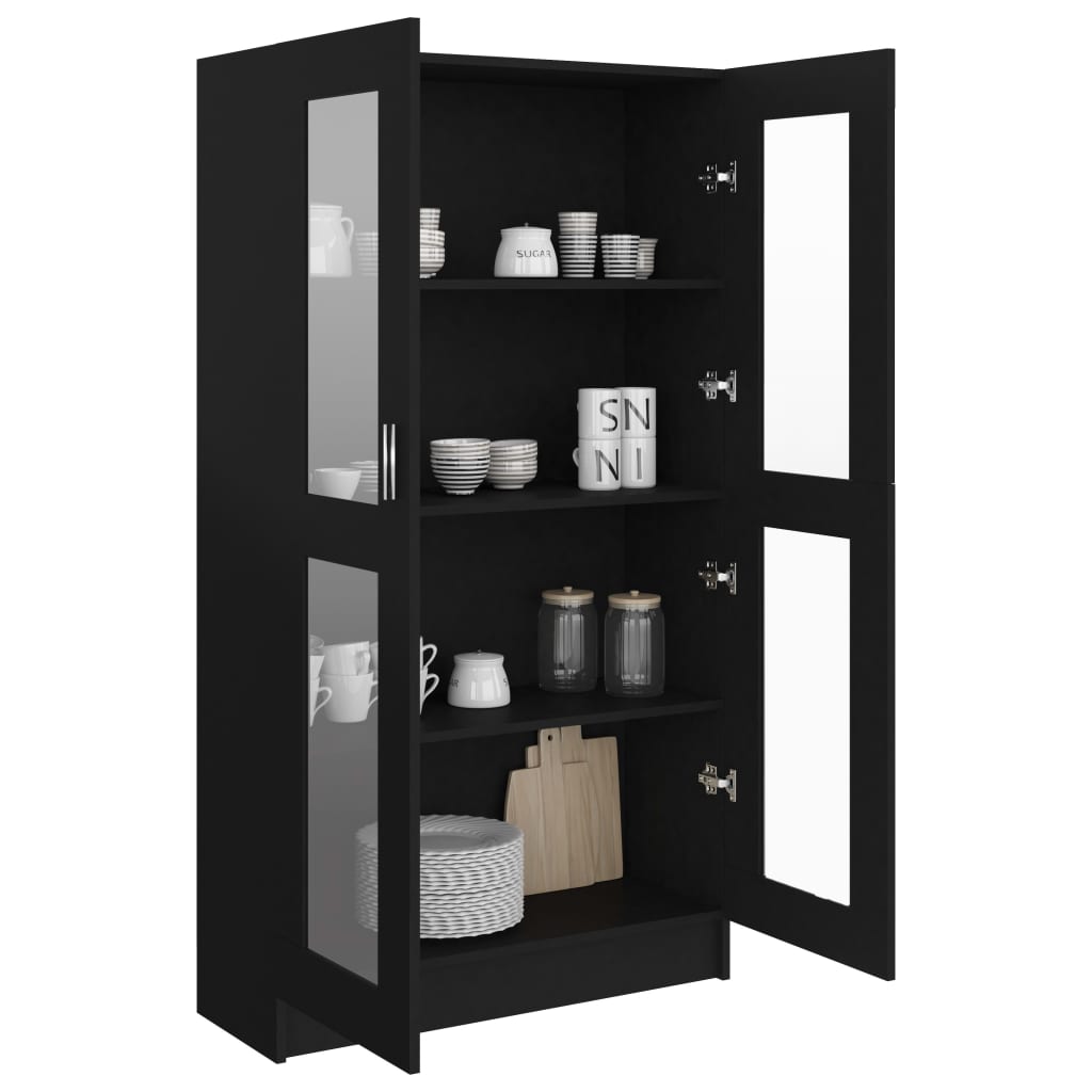 Display Cabinet Black 82.5x30.5x150 cm Wood Material