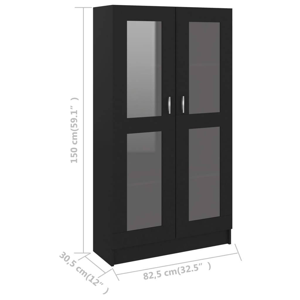 Display Cabinet Black 82.5x30.5x150 cm Wood Material