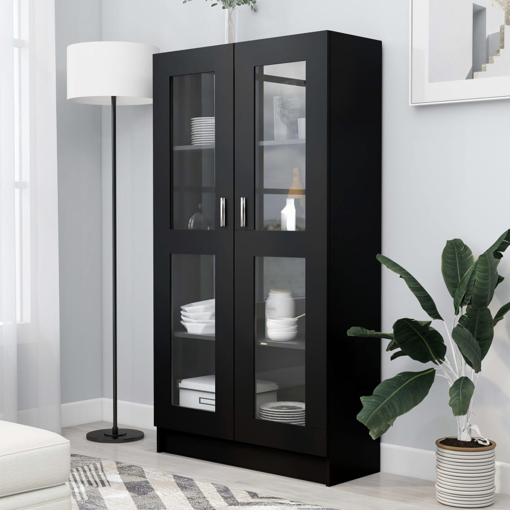 Display Cabinet Black 82.5x30.5x150 cm Wood Material