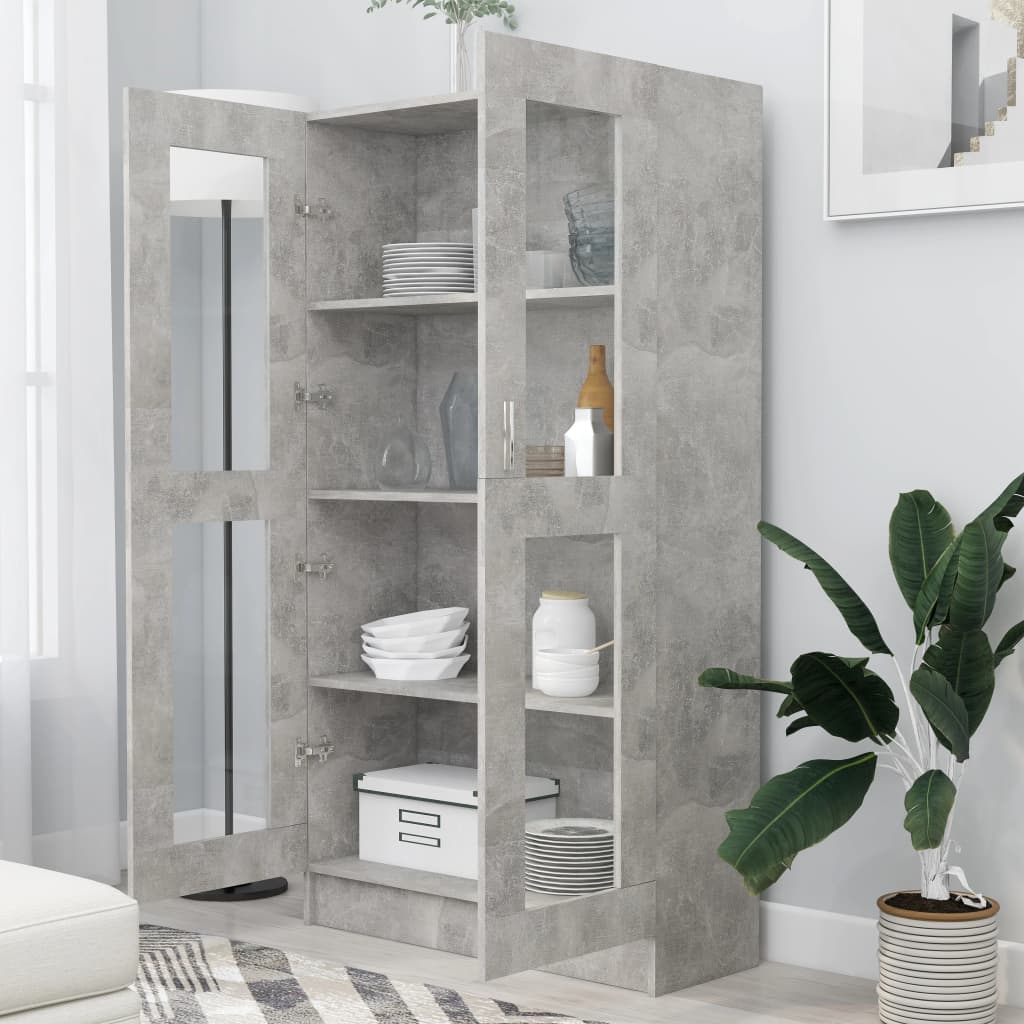 Display Cabinet Concrete Grey 82.5x30.5x150 cm Wood Material