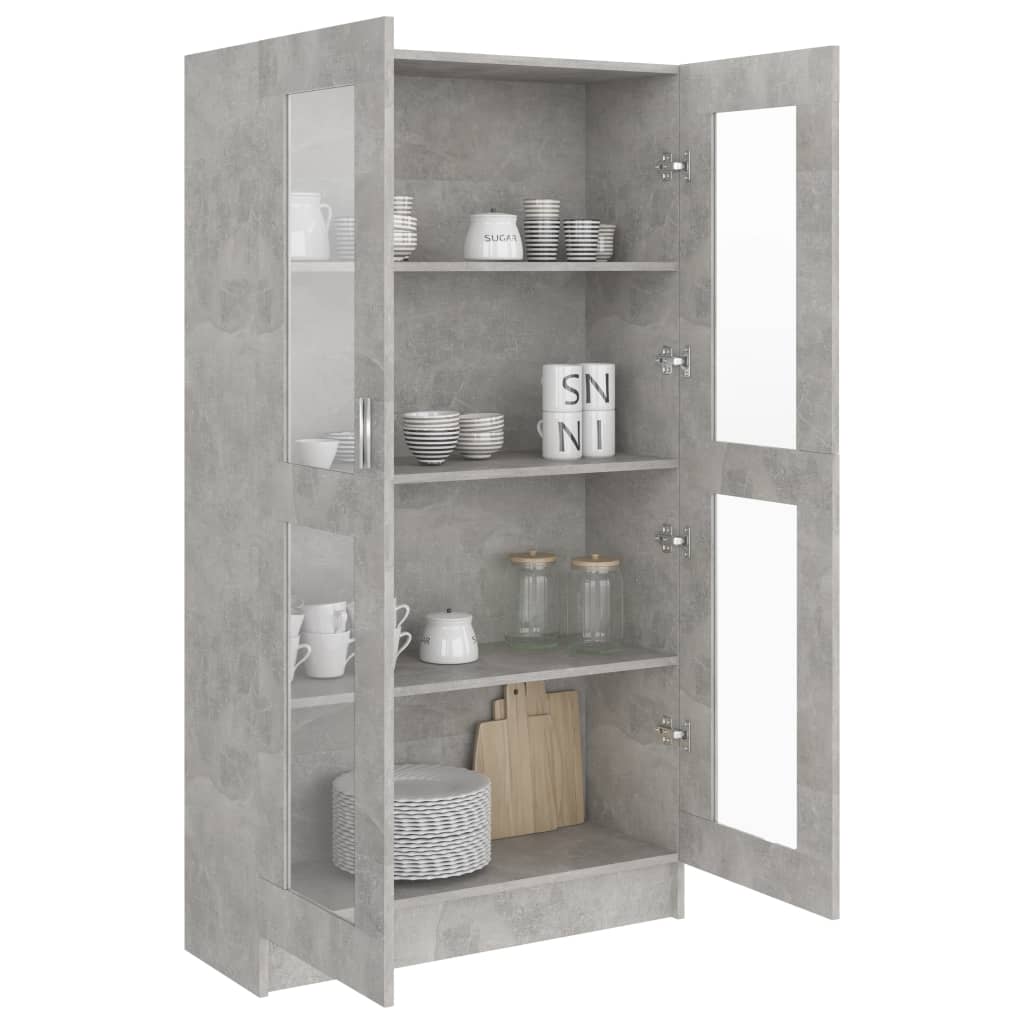 Display Cabinet Concrete Grey 82.5x30.5x150 cm Wood Material