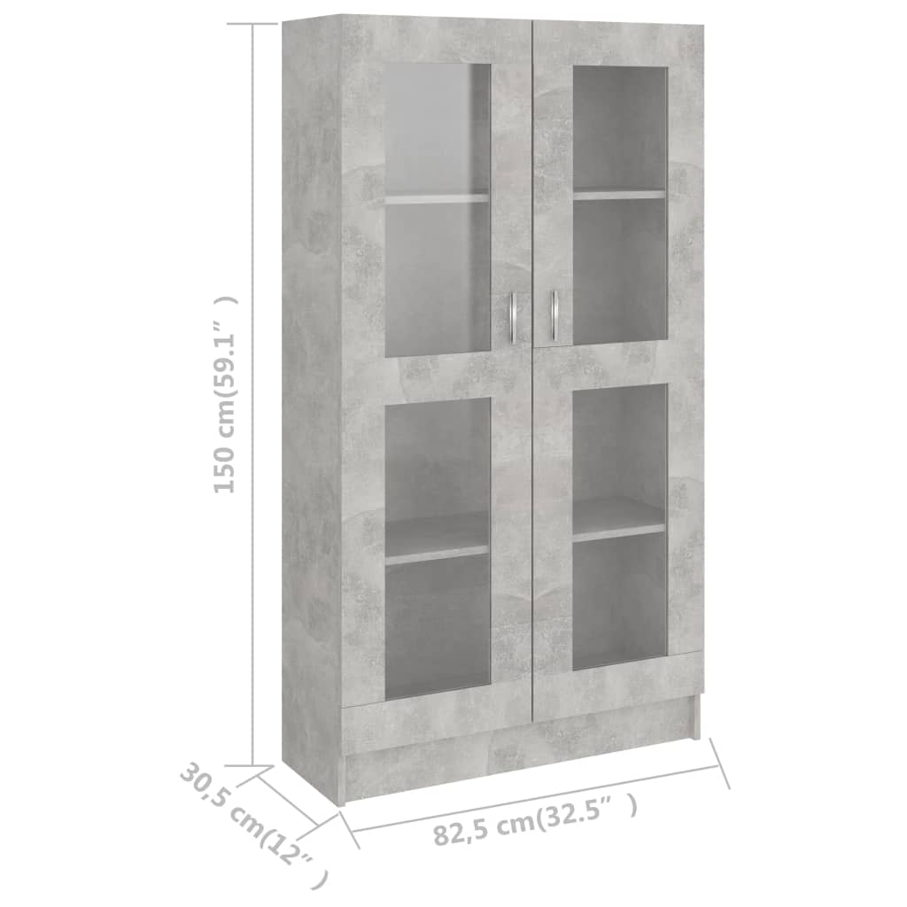 Display Cabinet Concrete Grey 82.5x30.5x150 cm Wood Material