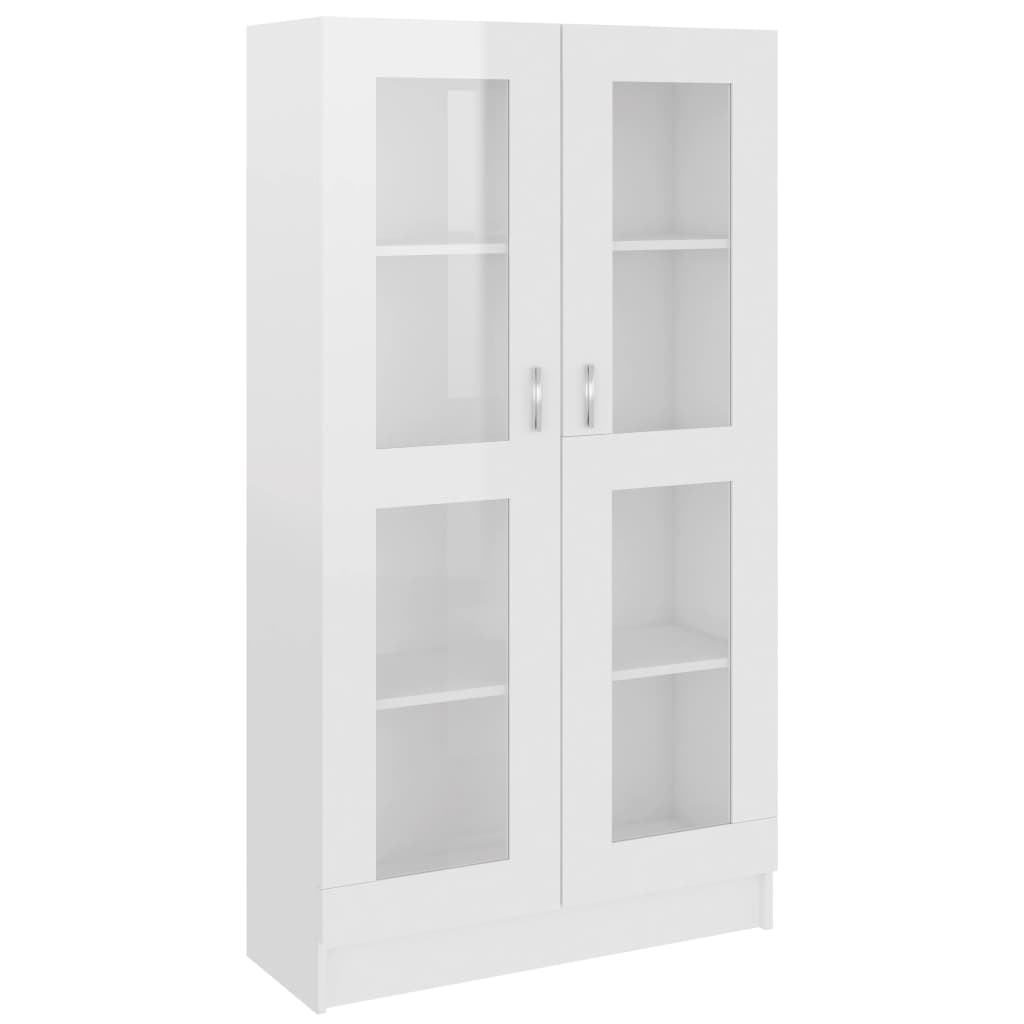 Display cabinet high-gloss white 82.5x30.5x150 cm wood material