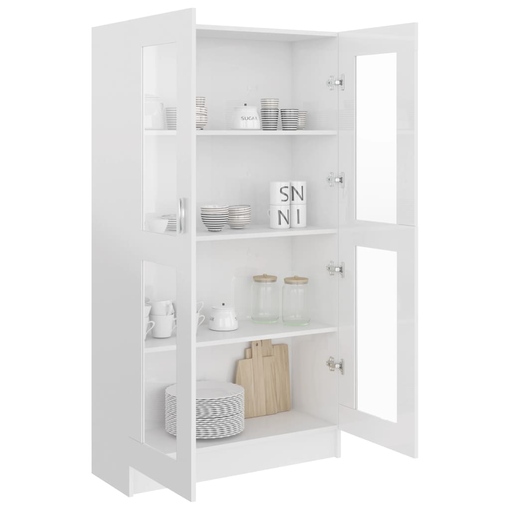 Display cabinet high-gloss white 82.5x30.5x150 cm wood material