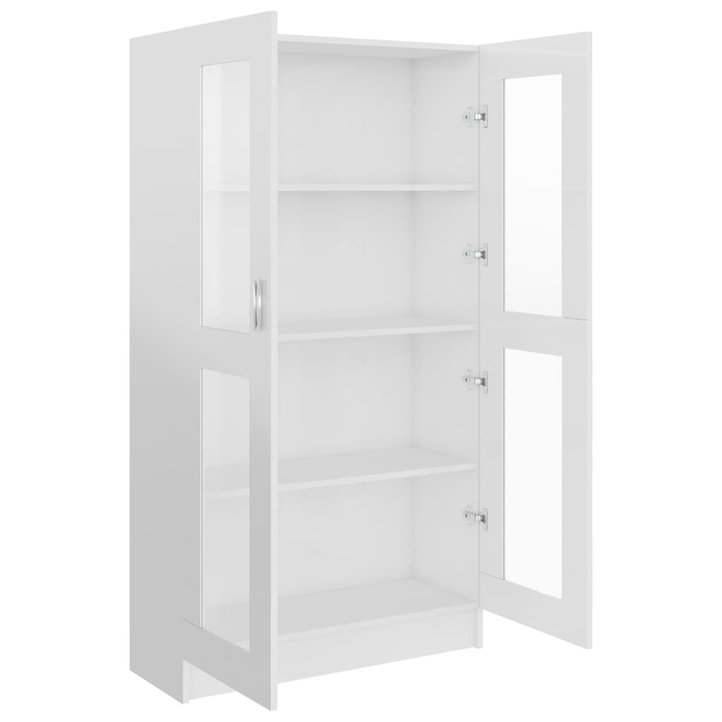 Display cabinet high-gloss white 82.5x30.5x150 cm wood material