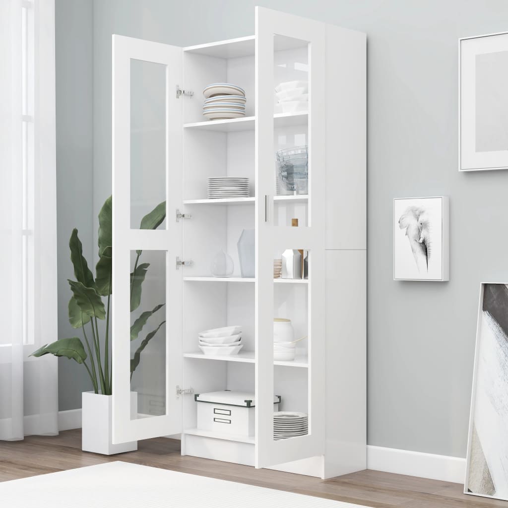 Display Cabinet White 82.5x30.5x185.5 cm Wood Material