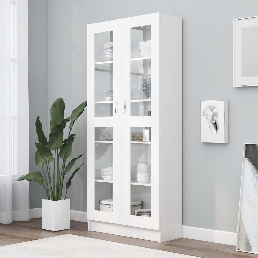 Display Cabinet White 82.5x30.5x185.5 cm Wood Material