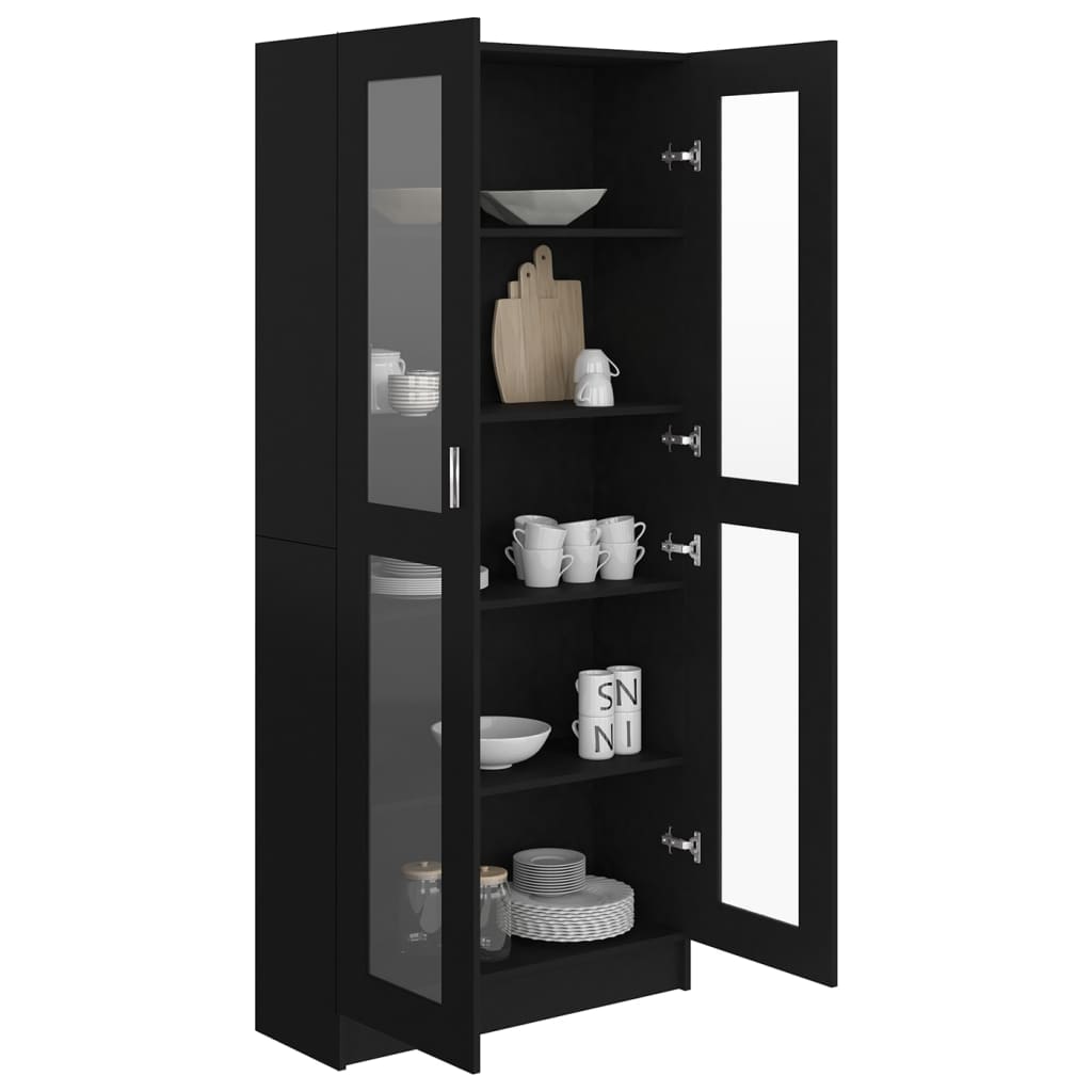 Display Cabinet Black 82.5x30.5x185.5 cm Wood Material