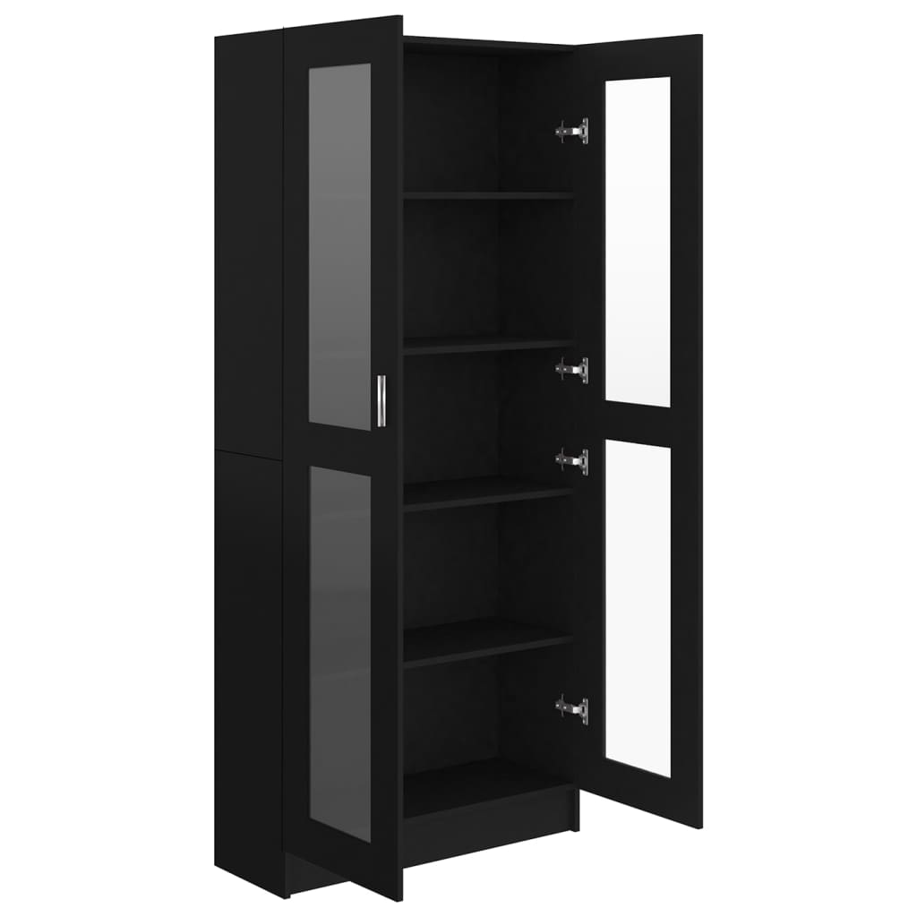 Display Cabinet Black 82.5x30.5x185.5 cm Wood Material