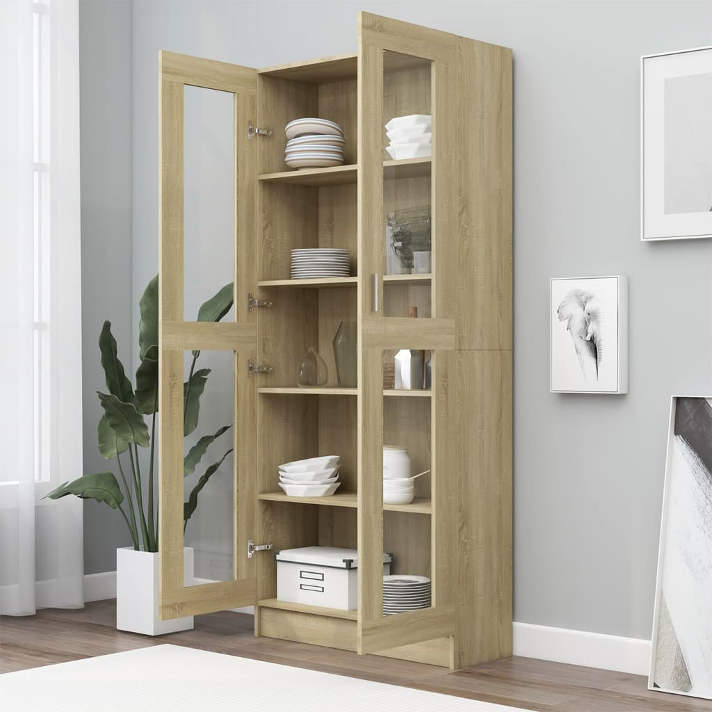 Display Cabinet Sonoma Oak 82.5x30.5x185.5 cm Wood Material