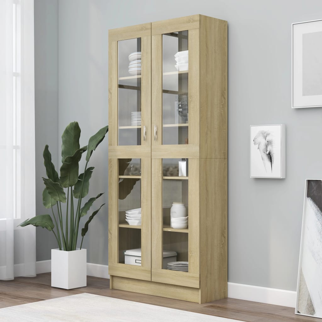 Display Cabinet Sonoma Oak 82.5x30.5x185.5 cm Wood Material