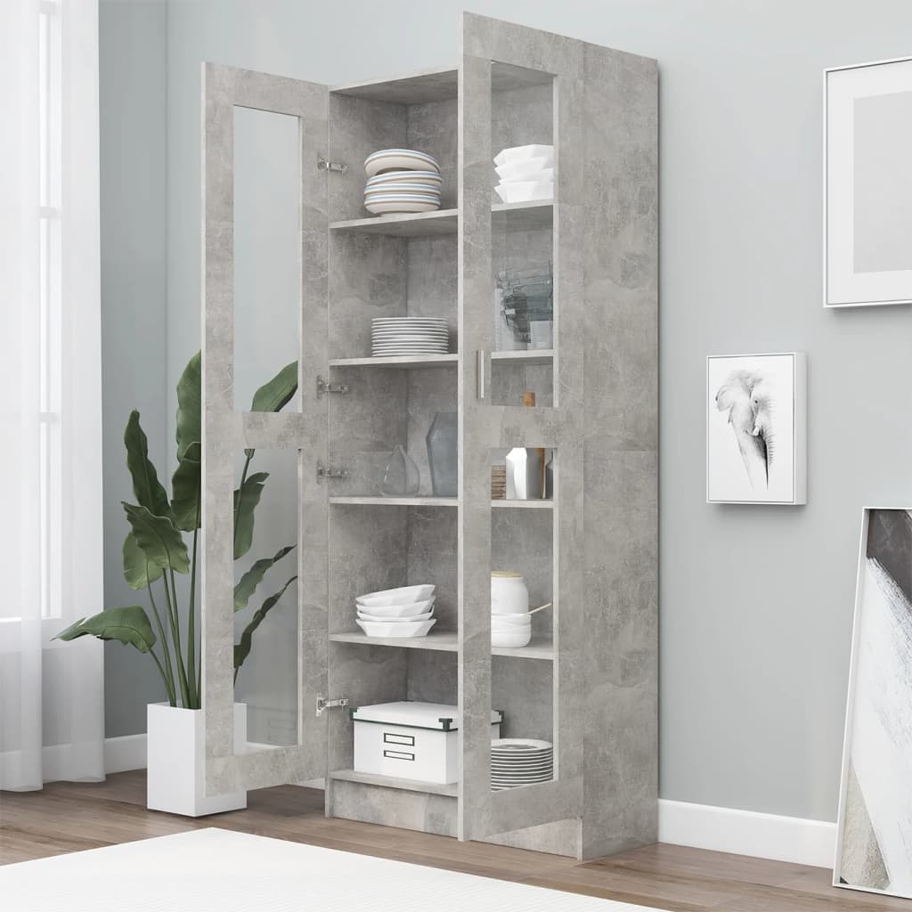 Display Cabinet Concrete Grey 82.5x30.5x185.5 cm Wood Material