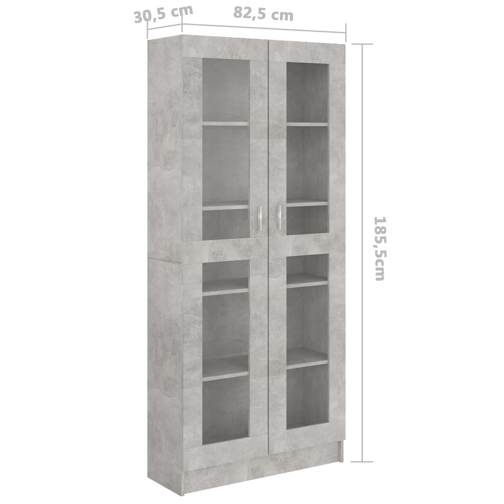 Display Cabinet Concrete Grey 82.5x30.5x185.5 cm Wood Material