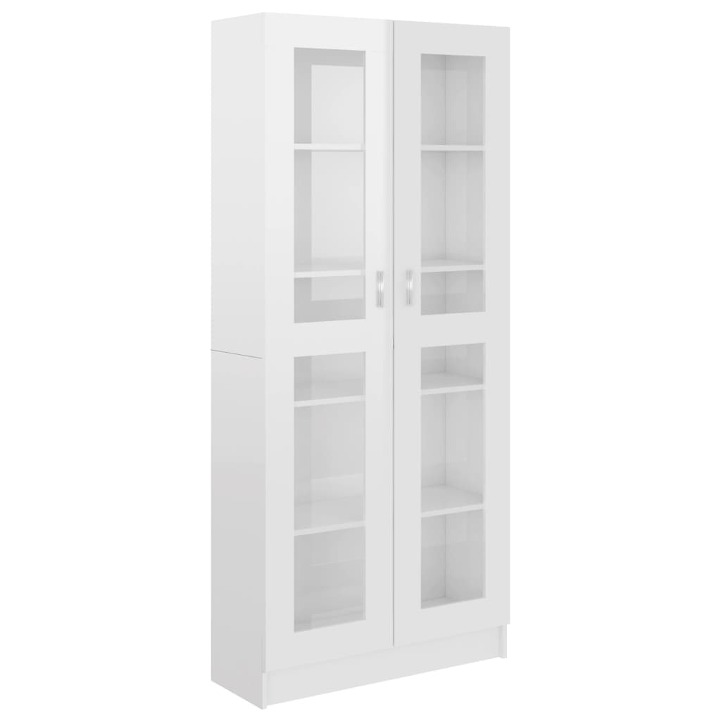 Display cabinet high-gloss white 82.5x30.5x185.5 cm wood material