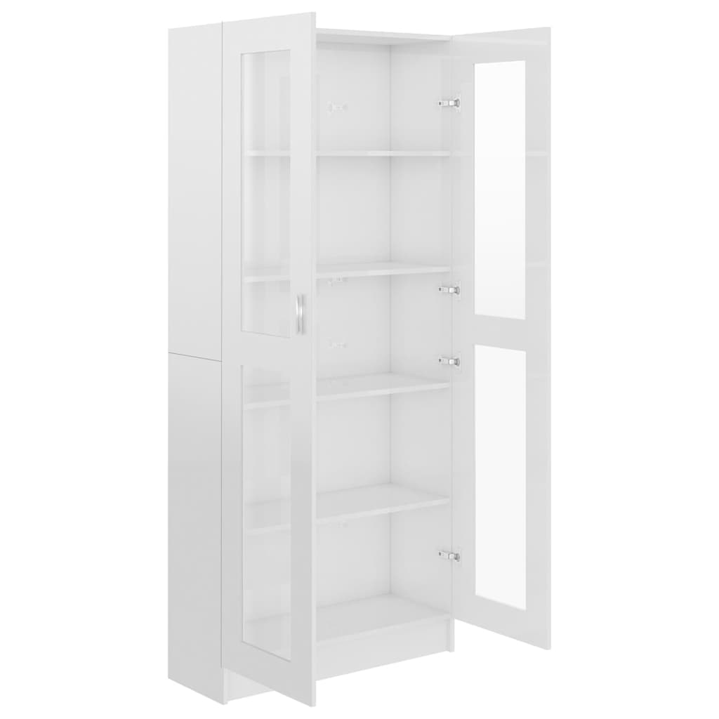 Display cabinet high-gloss white 82.5x30.5x185.5 cm wood material